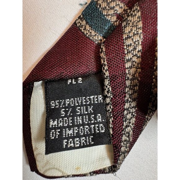 VTG Christian Dior Monsieur Tie Silk Burgundy Blue Cream Italy Made In USA 90s - Picture 5 of 9